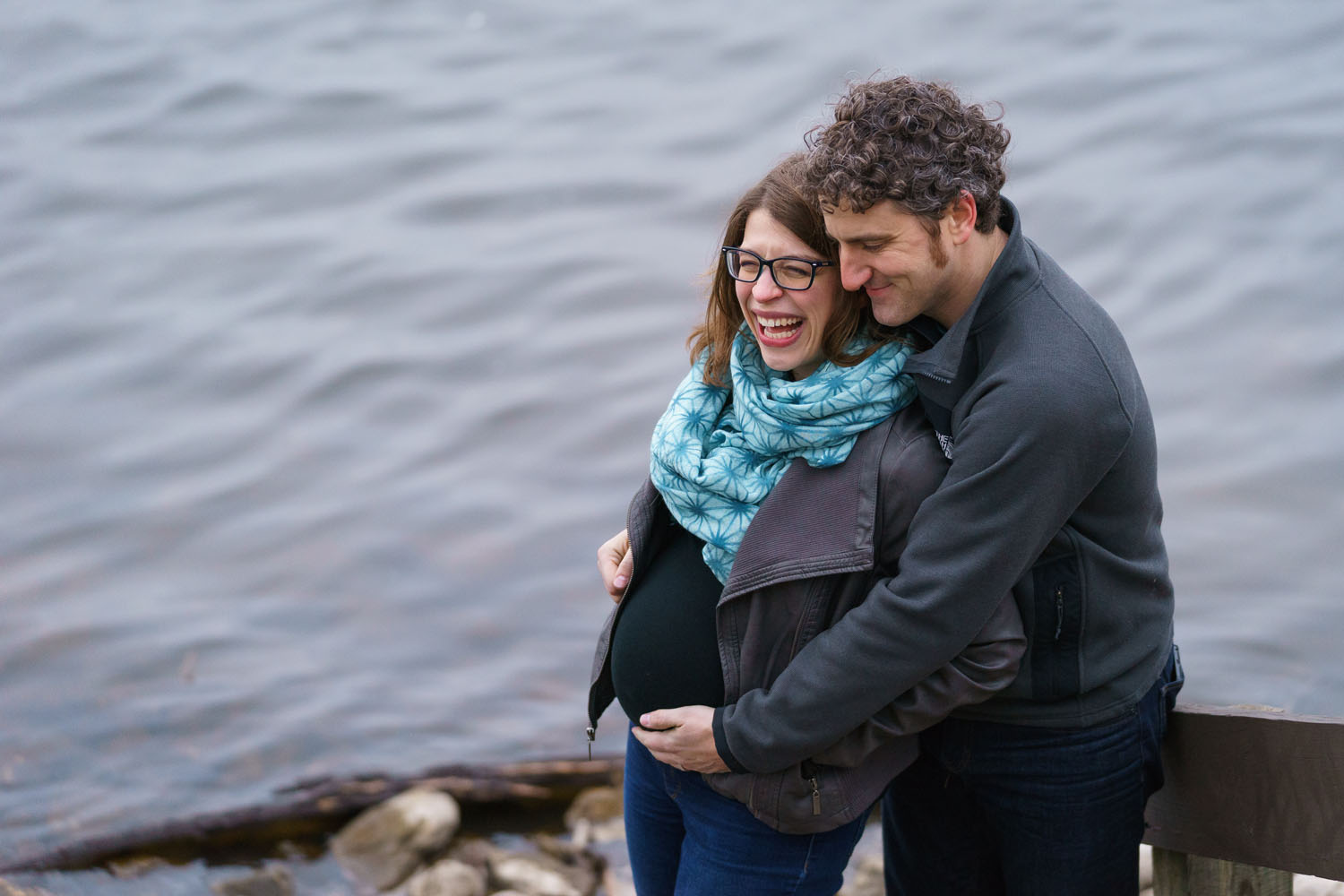 River Road Maternity Session - river shore