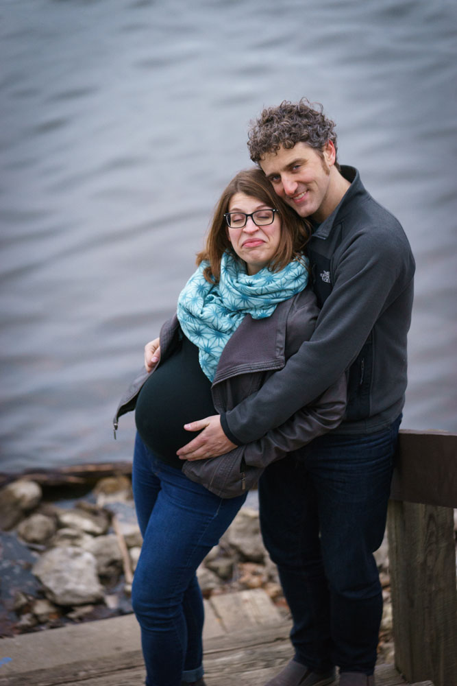 River Road Maternity Session - river shore