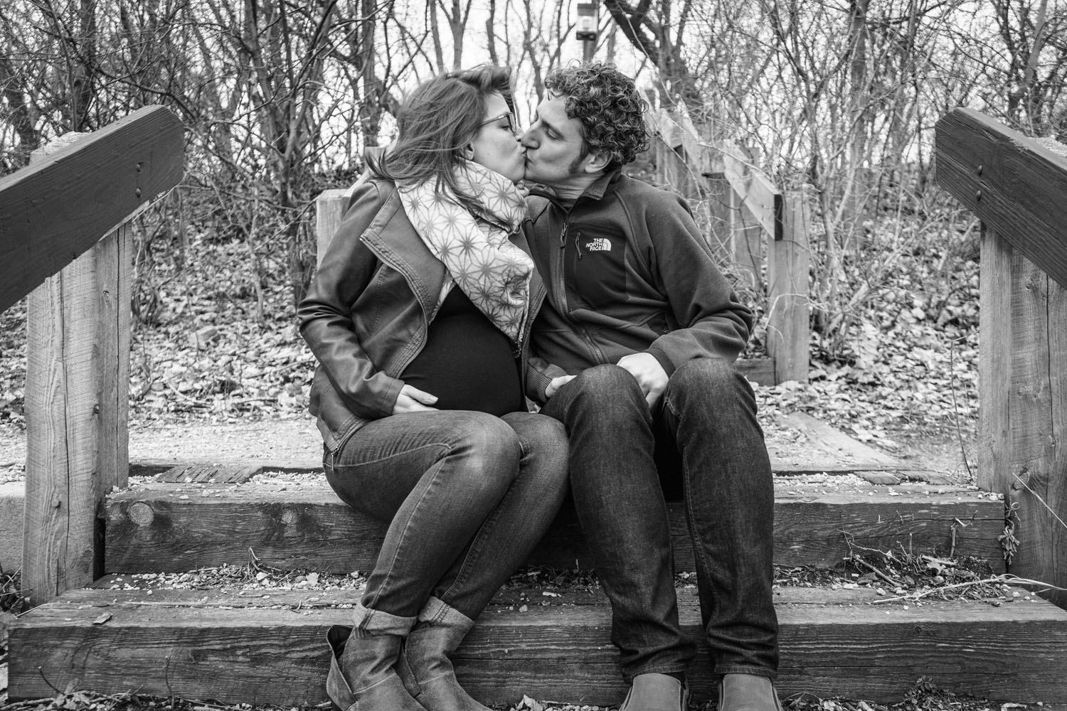 River Road Maternity Session - sitting on steps