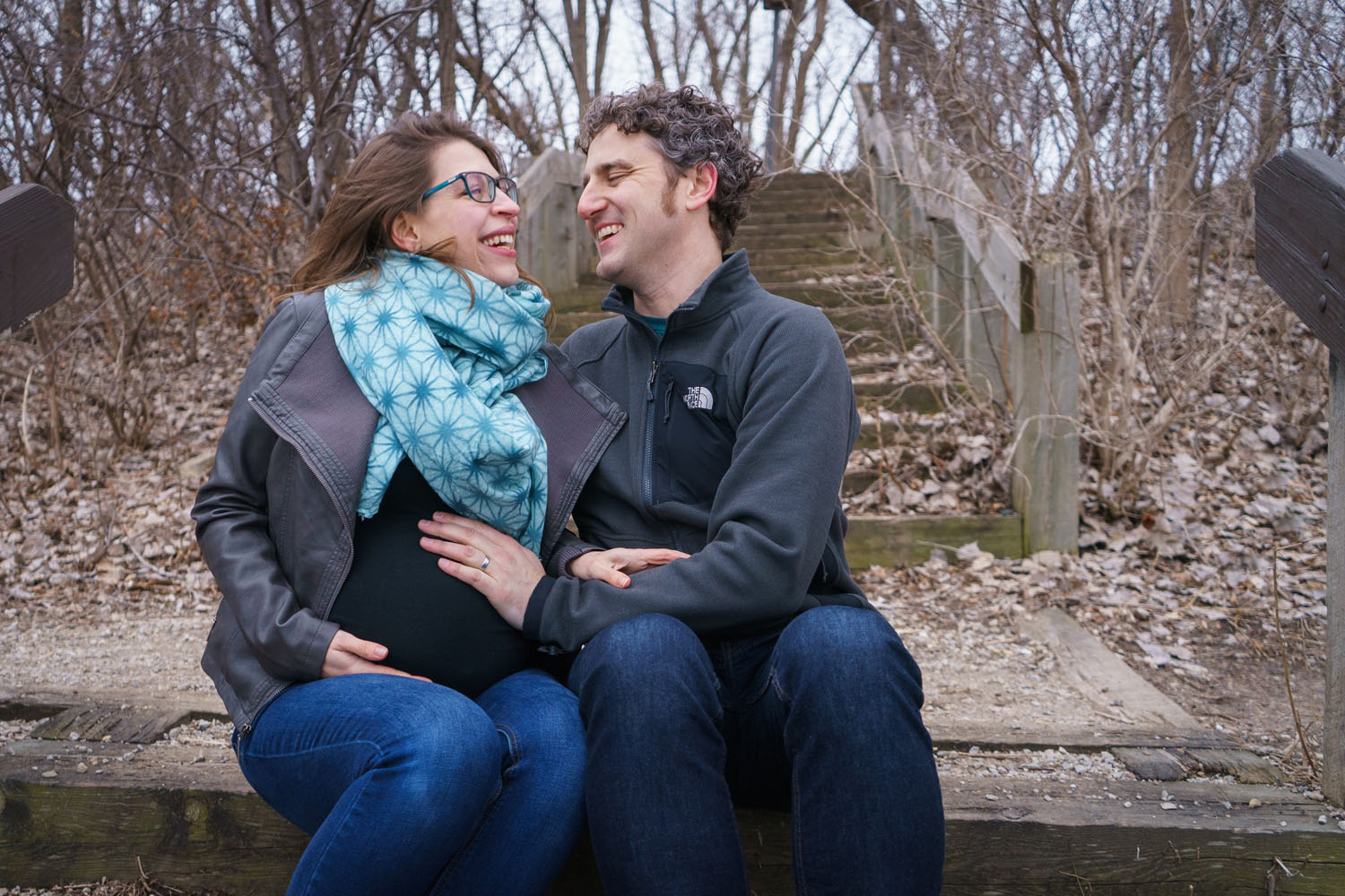 River Road Maternity Session - sitting on steps