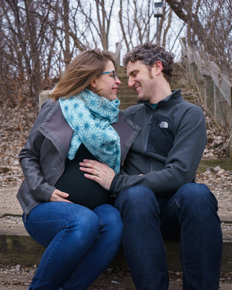 River Road Maternity Session - sitting on steps