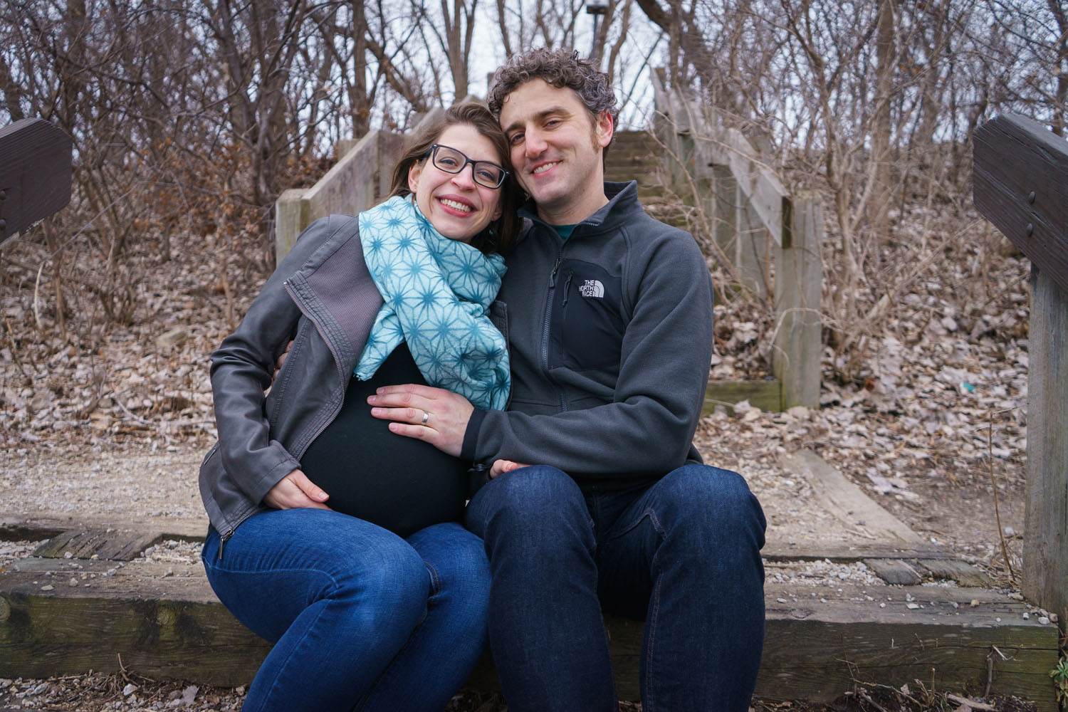 River Road Maternity Session - sitting on steps